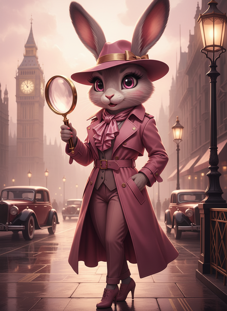 Detective Pink Bunny series cover artwork by Assiliym
